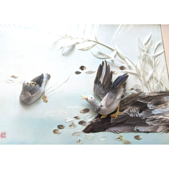 Feather Art Shadow Box Bird - Picture 2 of 4